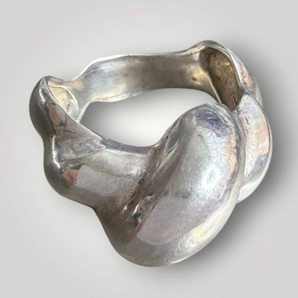 Vintage 925 Sterling Silver Abstract Wave Knot Ring Size 7,5 -  5.9g